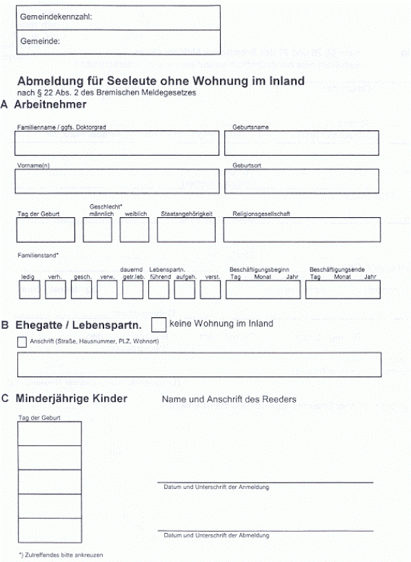 Transparenzportal Bremen - Verordnung über die Muster der Meldescheine ...